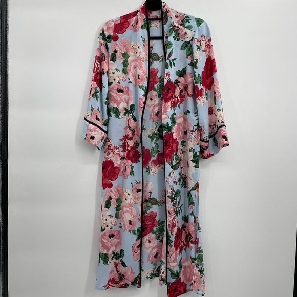 LAURIE FELT Kimono Floral Chiffon Long Sleeve Open Front Oversize Womens Sz XXS - Picture 1 of 7